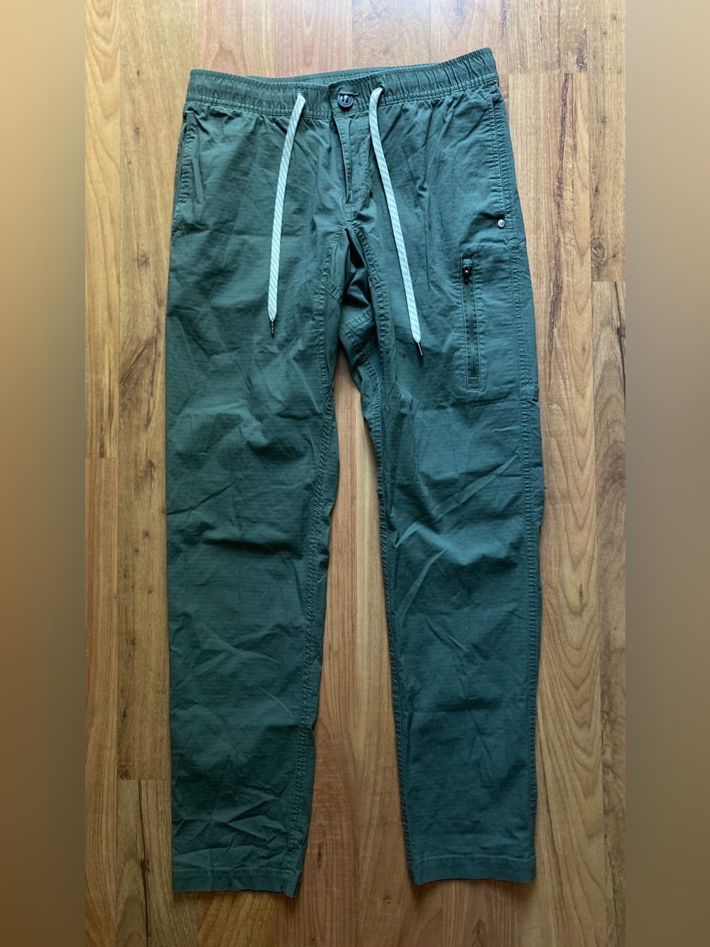 Vuori Ripstop Climbing Cargo Pants Joggers Mens M Green Elastic Waist Drawstring